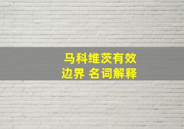 马科维茨有效边界 名词解释